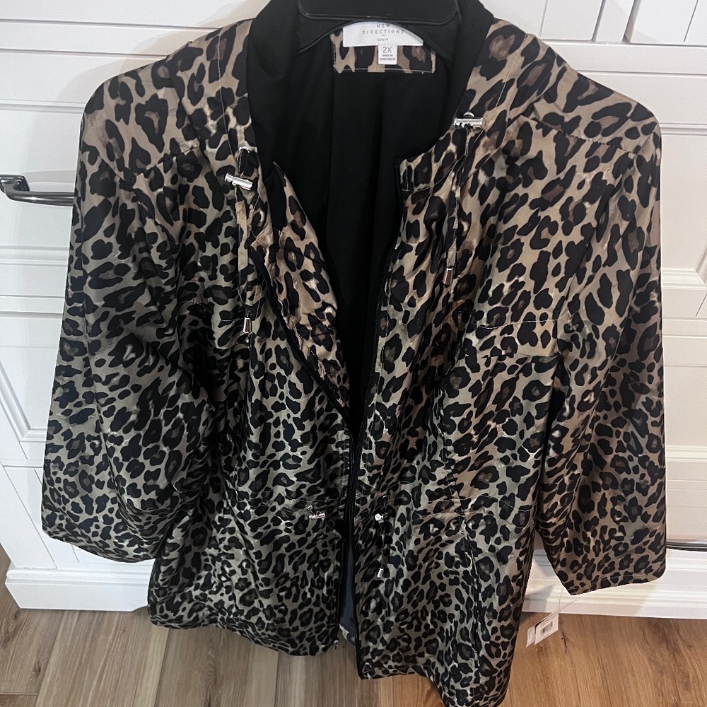New directions leopard print parka in a pocket nwt size 1x